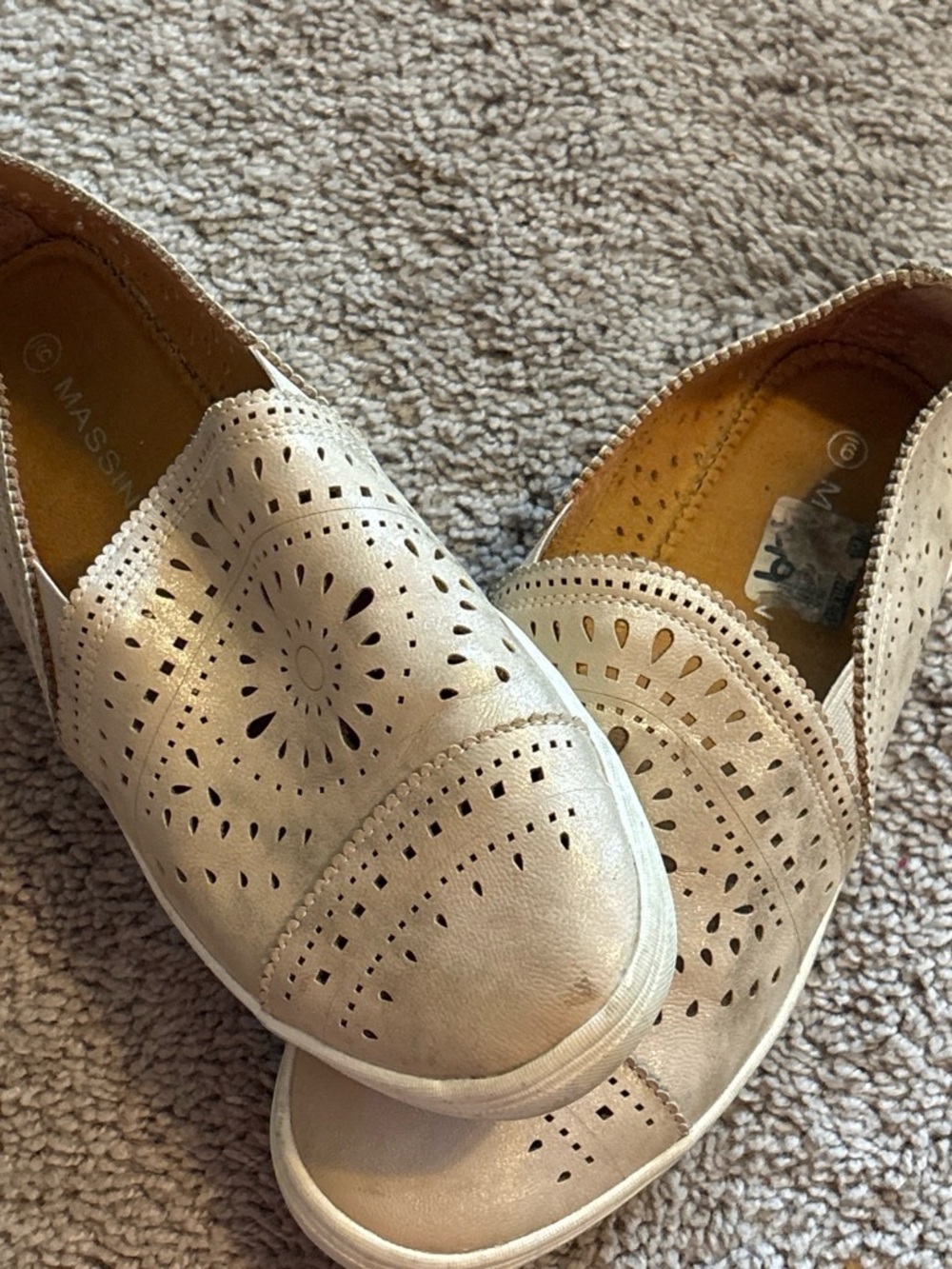 Massini Beige Slip-On Perforated Loafers